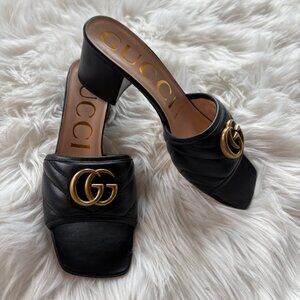 Gucci Black Heel Slide Sandals Size 37